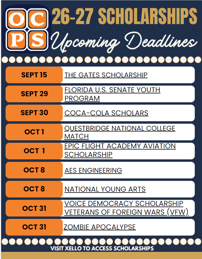 26-27  Scholarships Upcoming Deadline