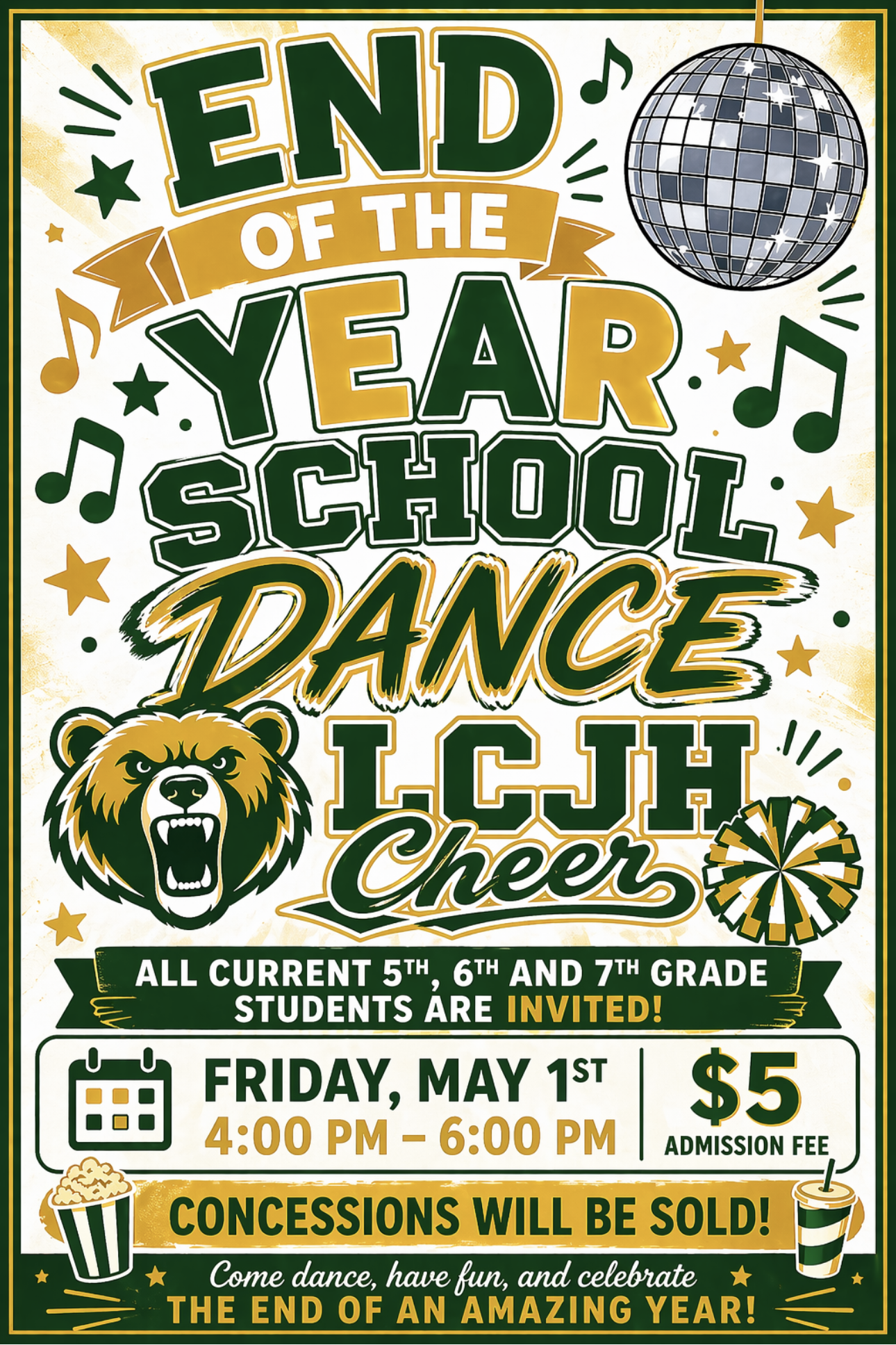 EOY School Dance May 1st - after school