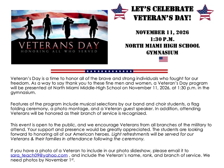 MHS Veterans Day Program Nov. 11th 
