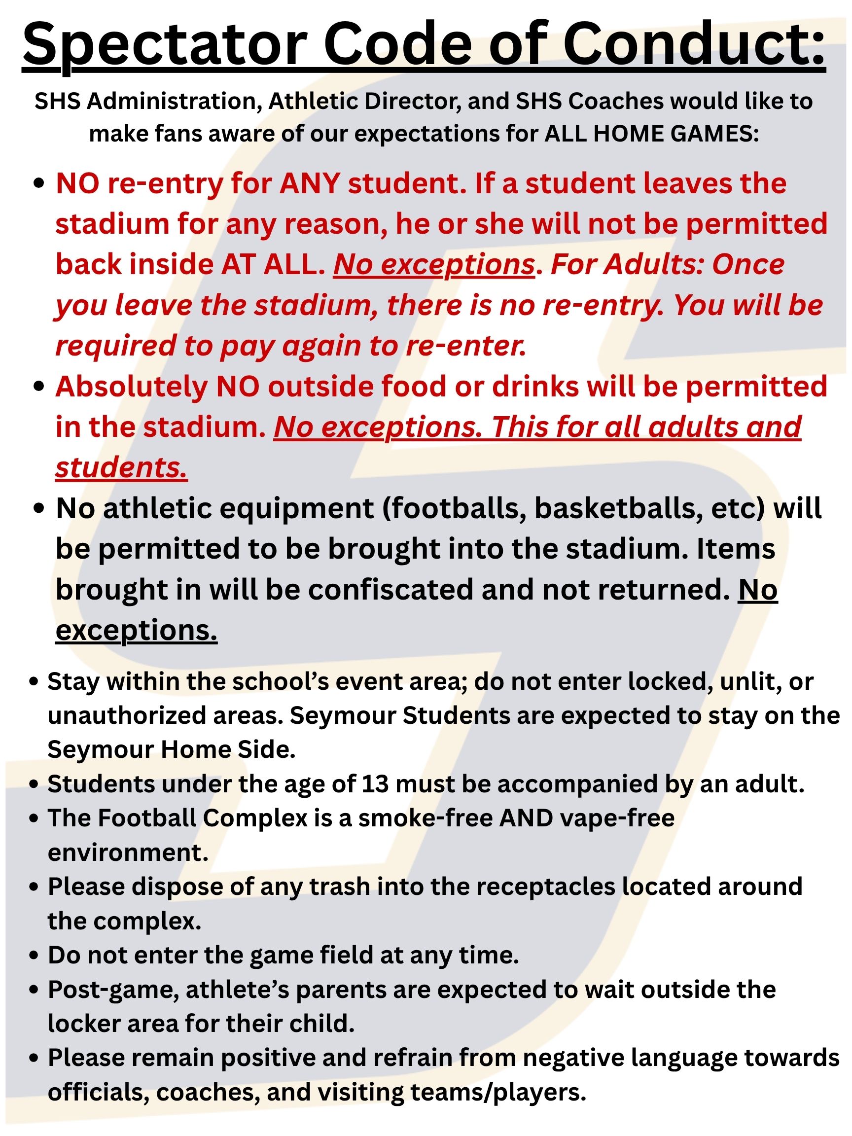 SHS Spectator Code of Conduct
