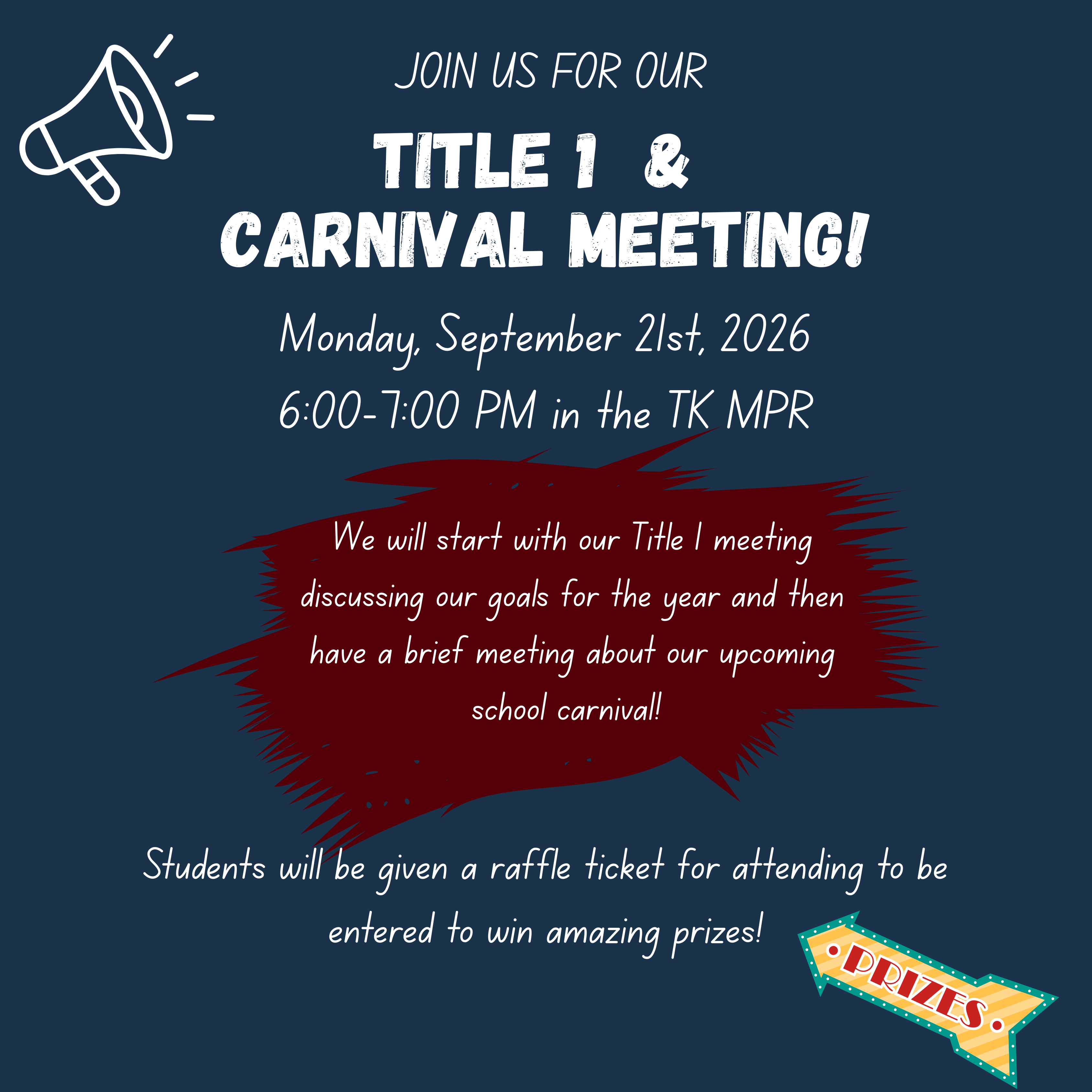 Title 1 and Carnival Parent Meeting - TONIGHT 6-7 PM