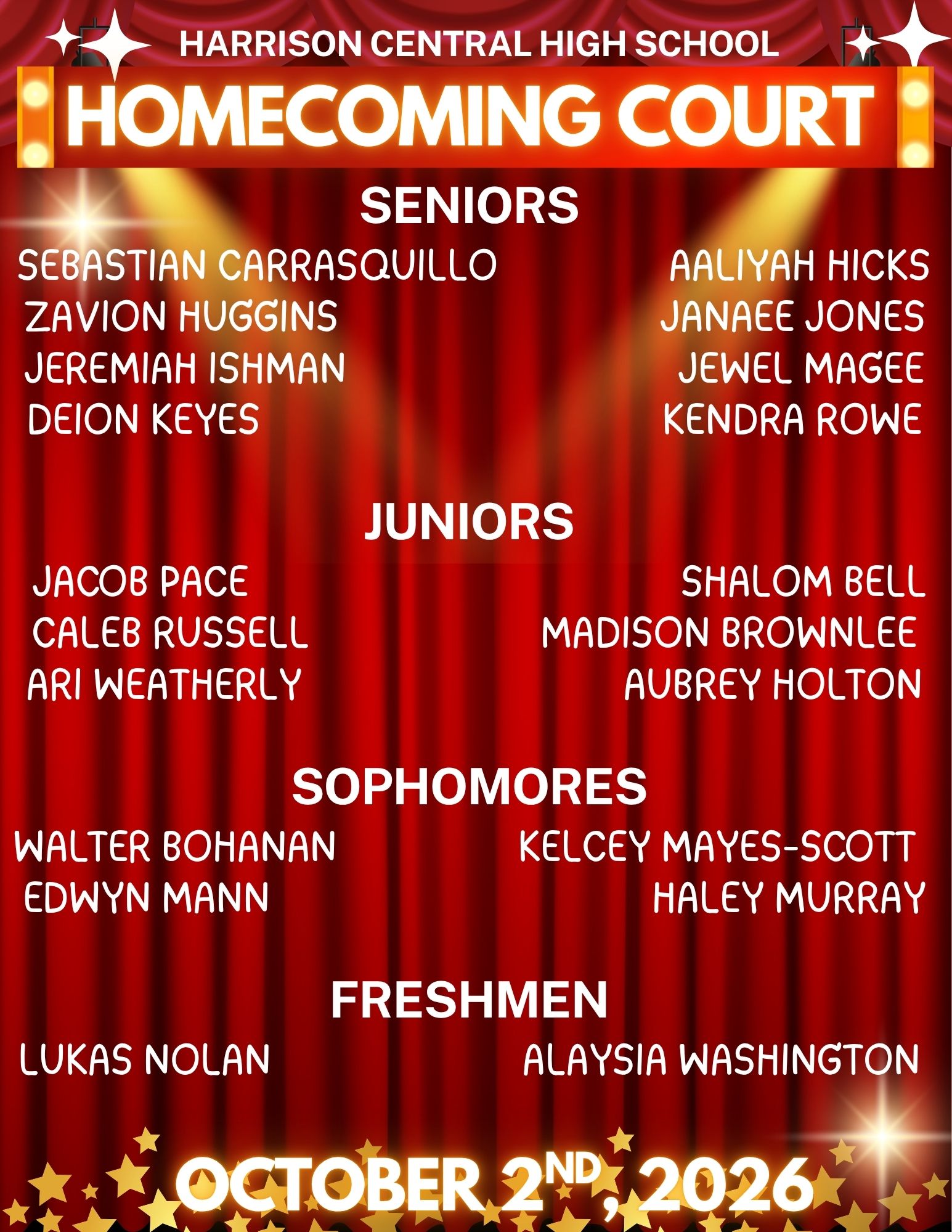 Congratulations to Our 2026-2027 Homecoming Court!