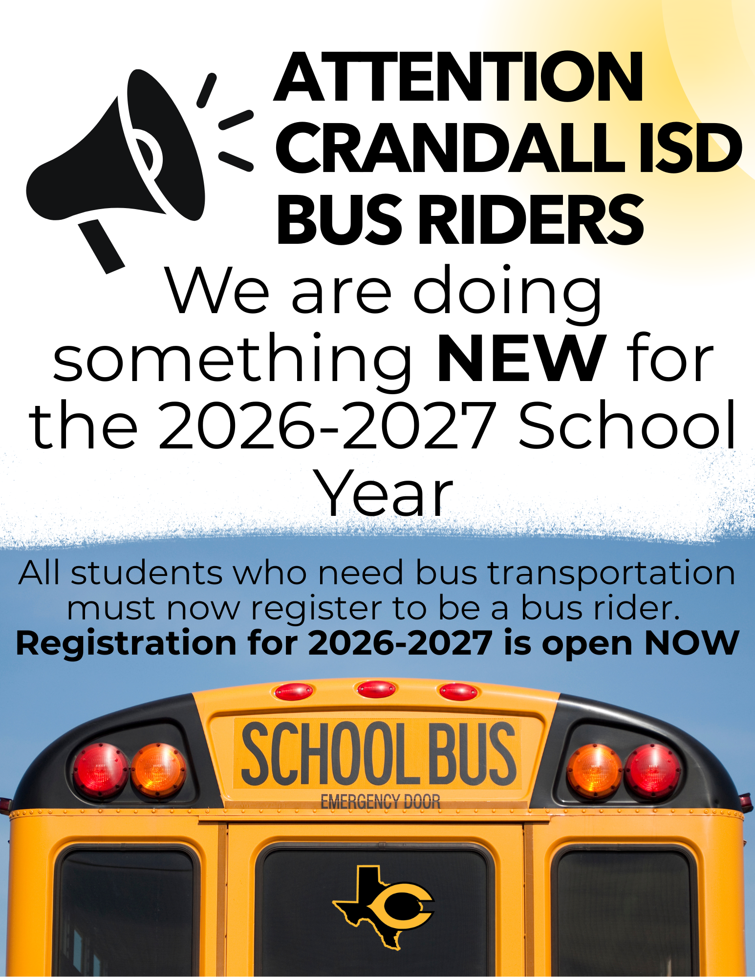 Bus Rider Registration Now Open for 2026–2027