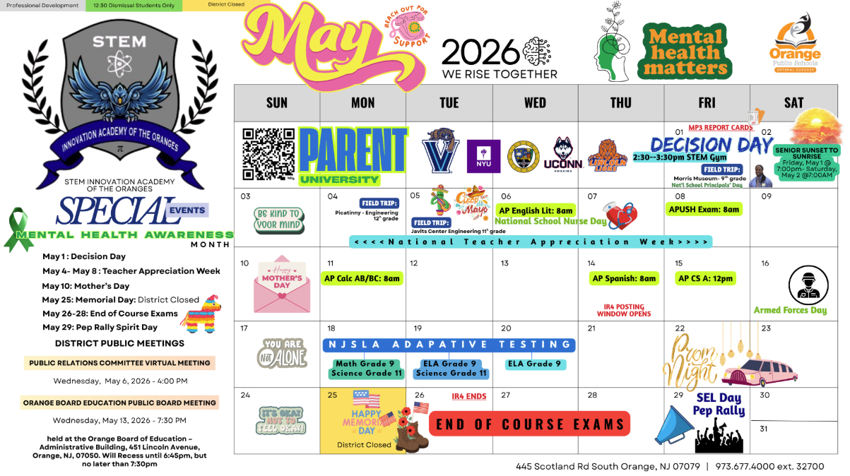 STEM's May 2026 School Calendar (Updated 4.22.26)