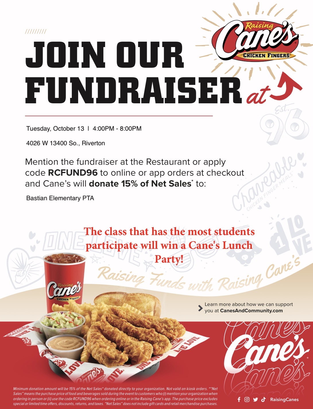Raising Cane's Spirit Night Info