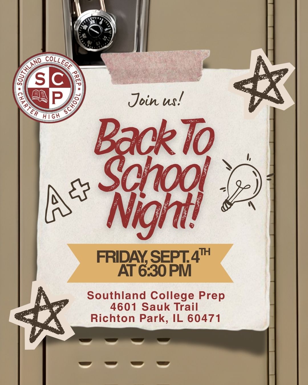 JOIN US: Southland Back to School Night is Next Friday, Sept. 4th @ 6:30 PM!