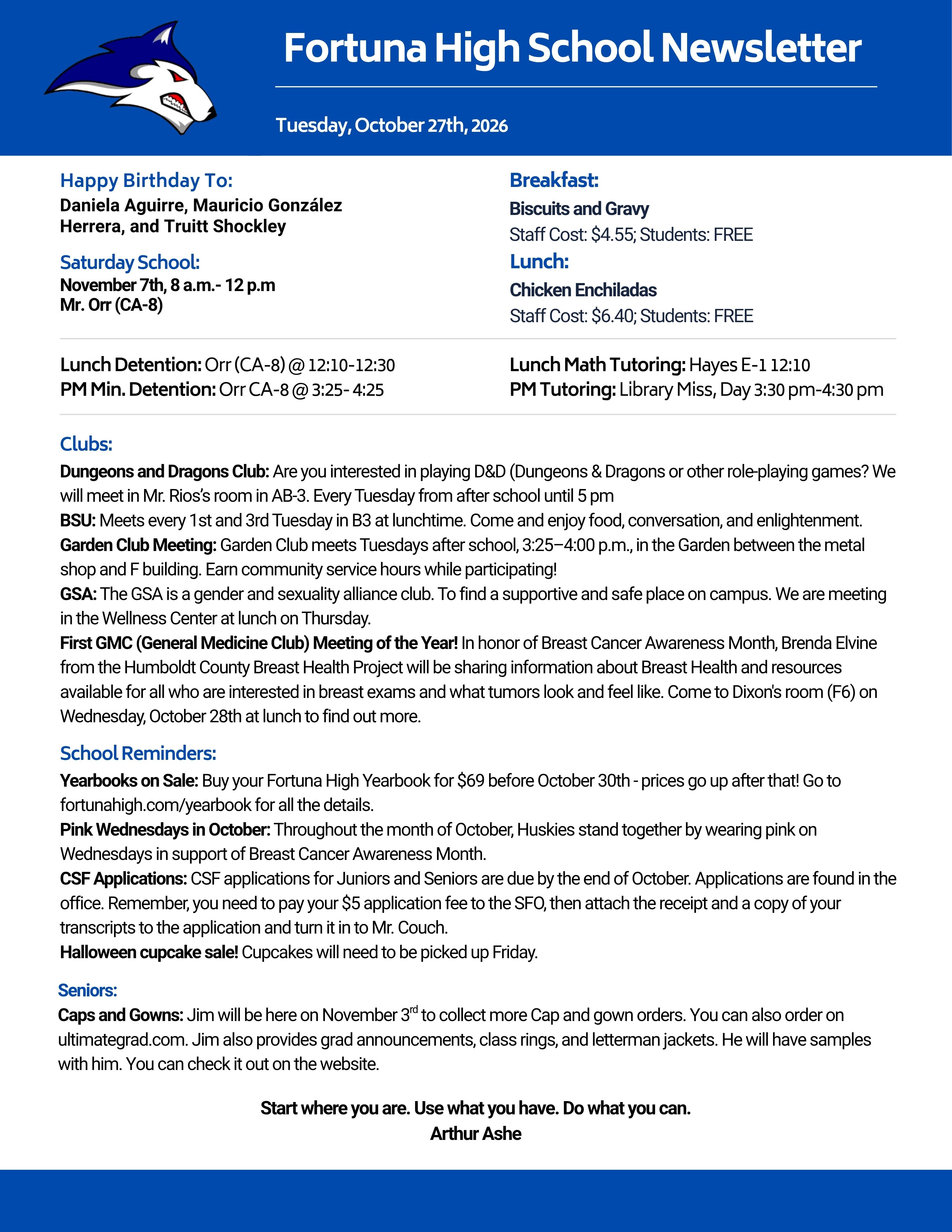 Bulletin 10/27/2026