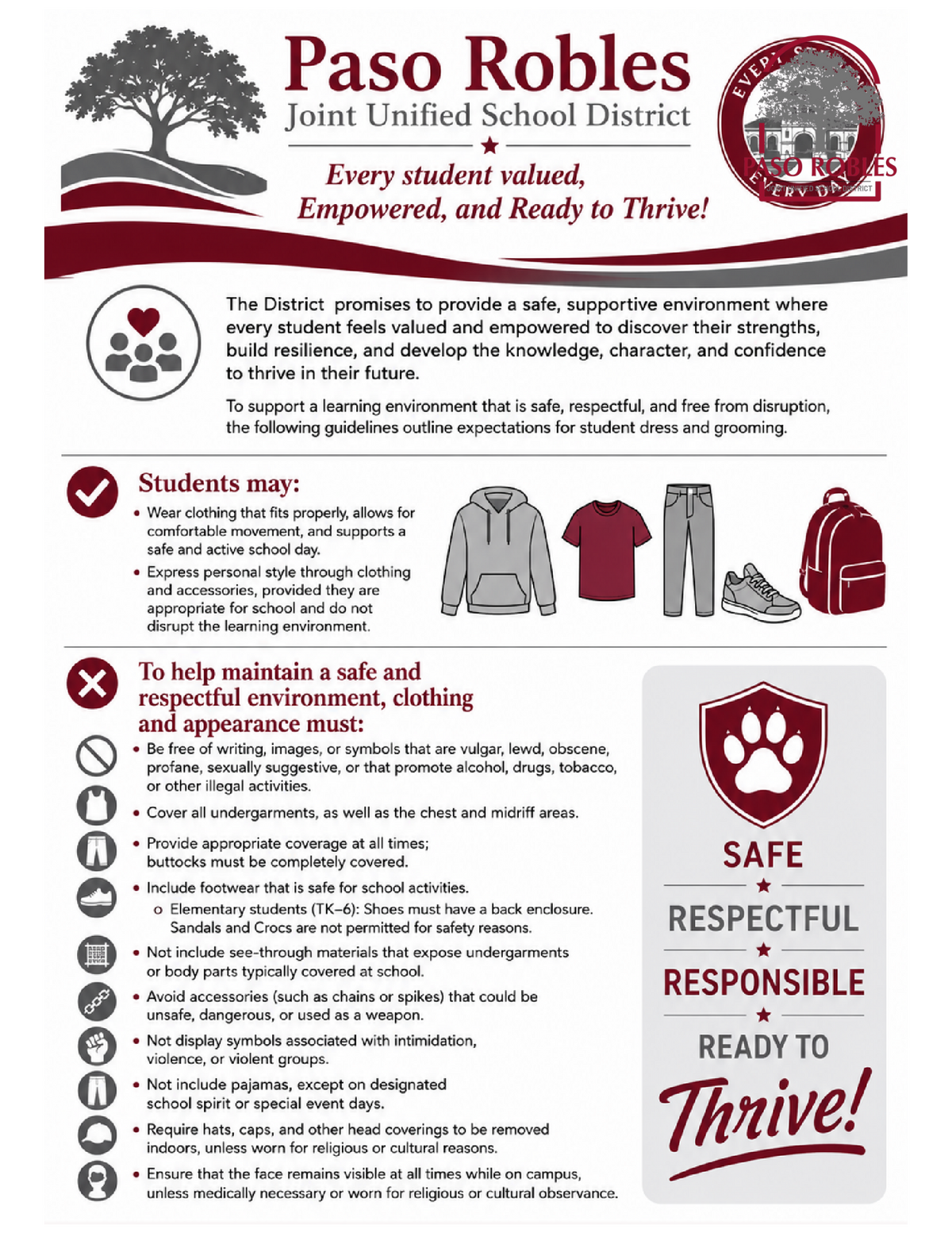 2026–2027 Student Dress Code Expectations