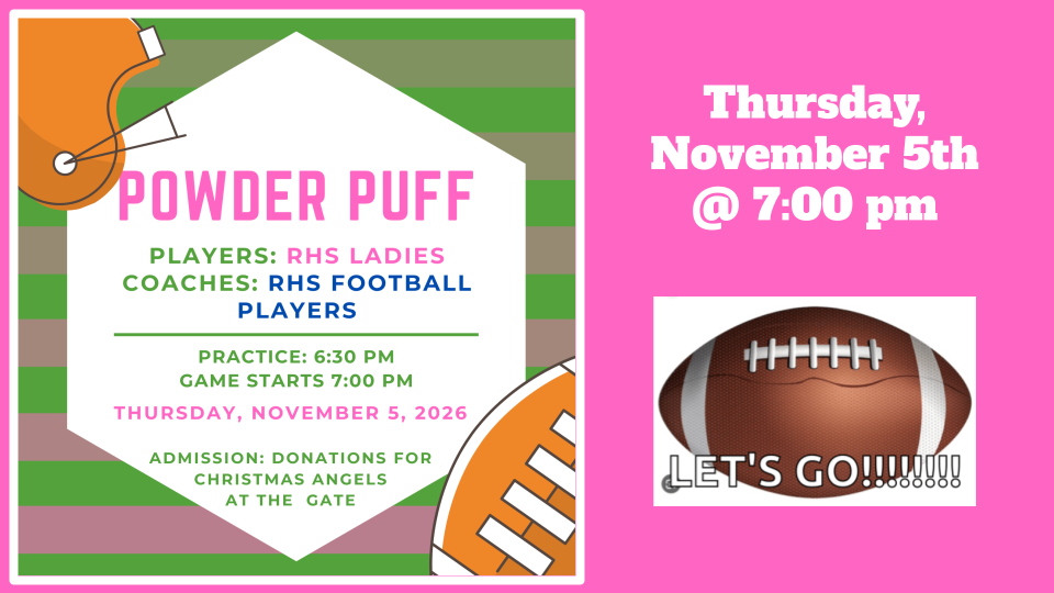 Powder Puff Football Thursday, November 5th, 7:00 pm