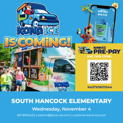 KONA ICE IS COMING ON NOVEMBER 4TH