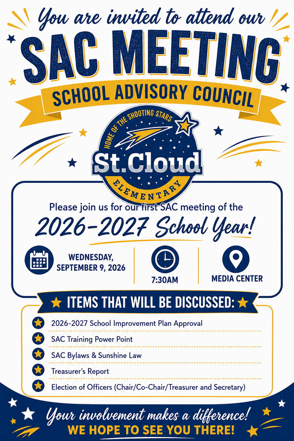 📢 Join Us for Our First SAC Meeting of the 2026-2027 School Year! 📢