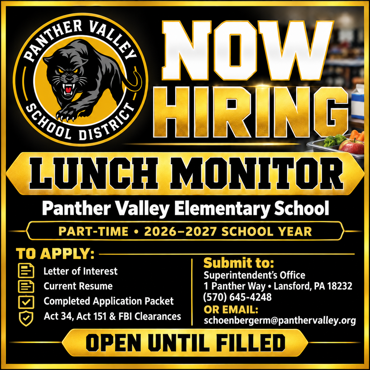 Hiring Lunch Monitor