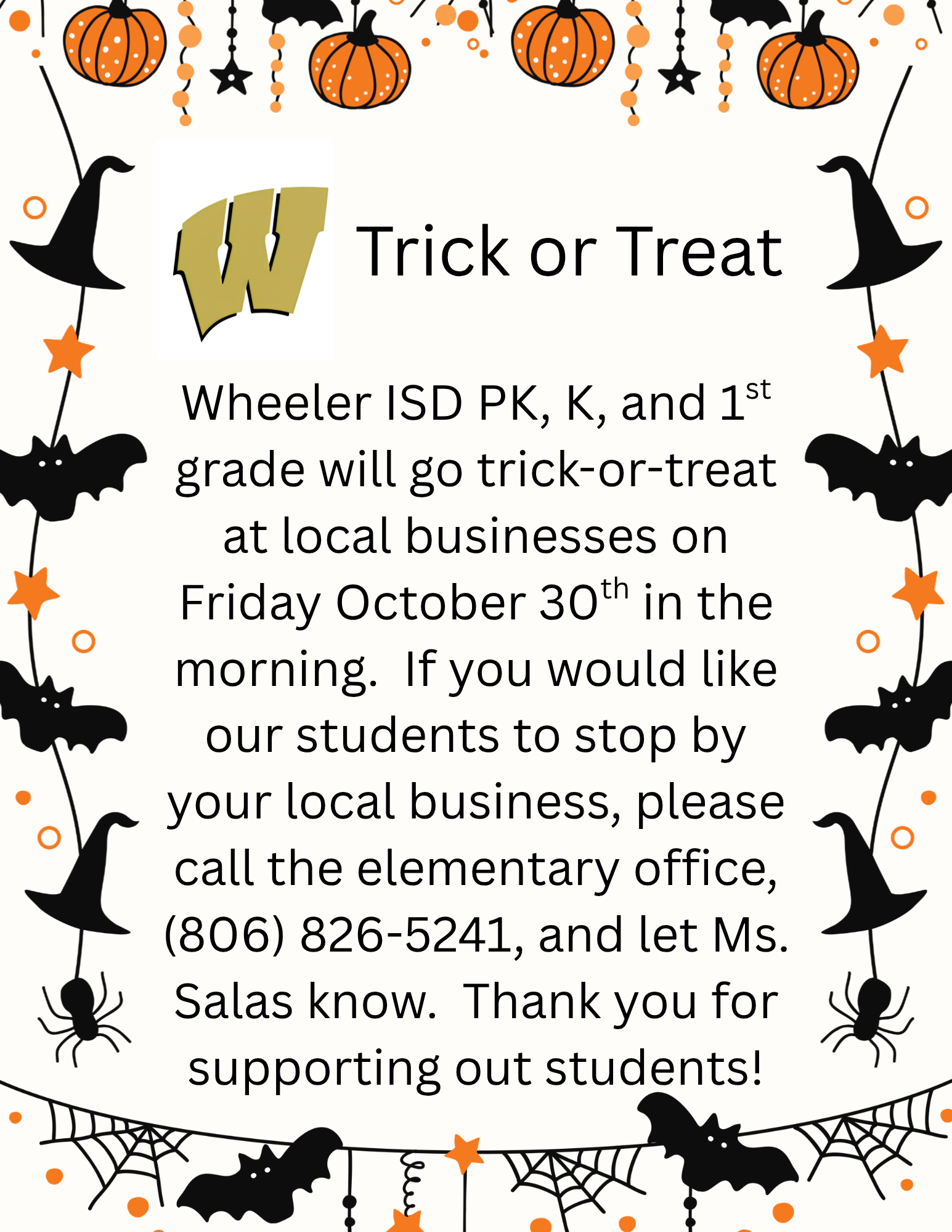 PK-1st grade Trick-or-Treat