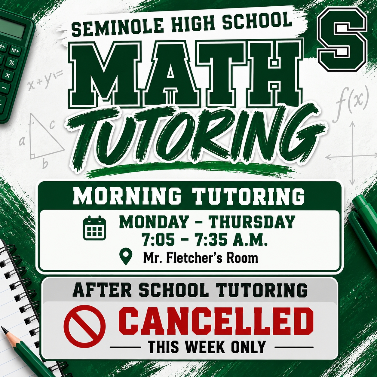 MATH TUTORING UPDATE