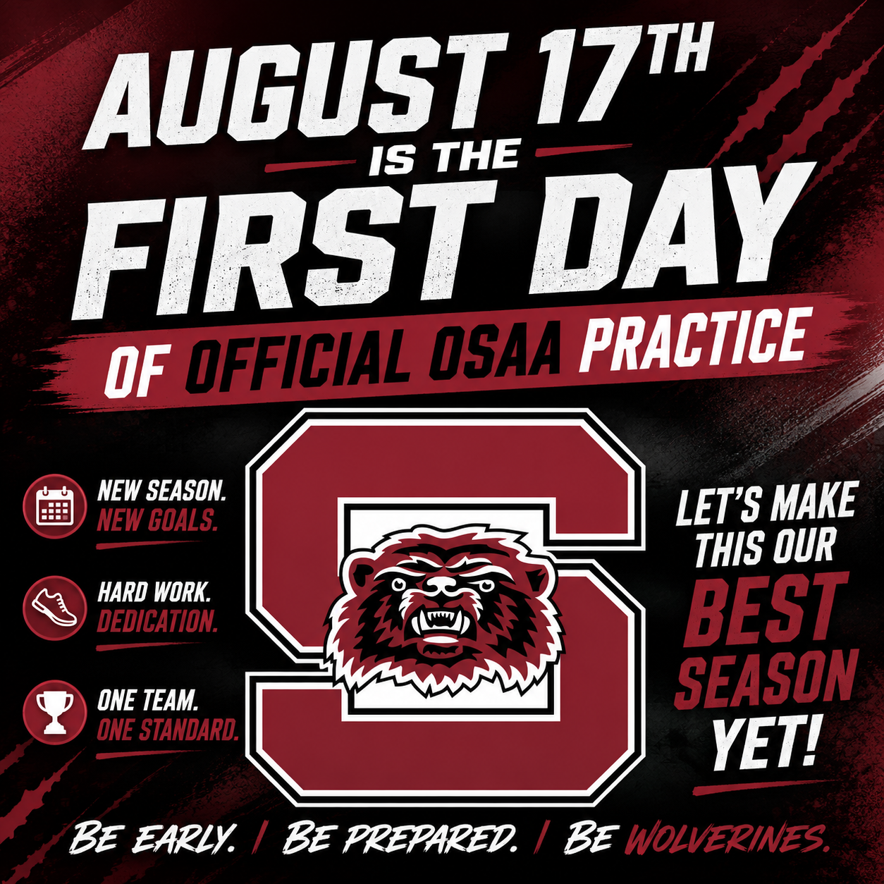 High School Sports Practice Information - Week of August 17th