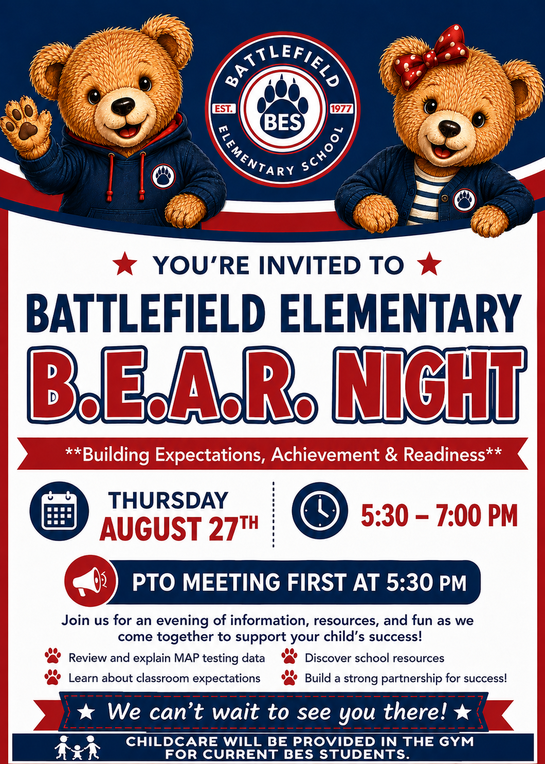 Don't forget tonight is B.E.A.R. Night! 