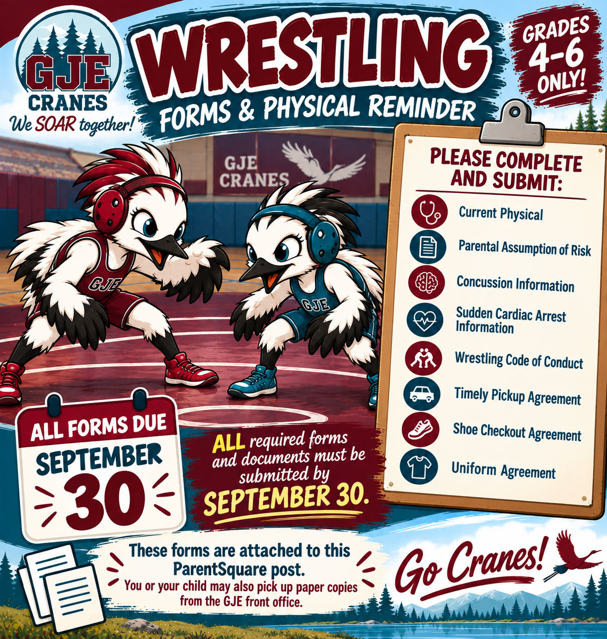 Wrestling Forms & Physical Reminder — Grades 4–6