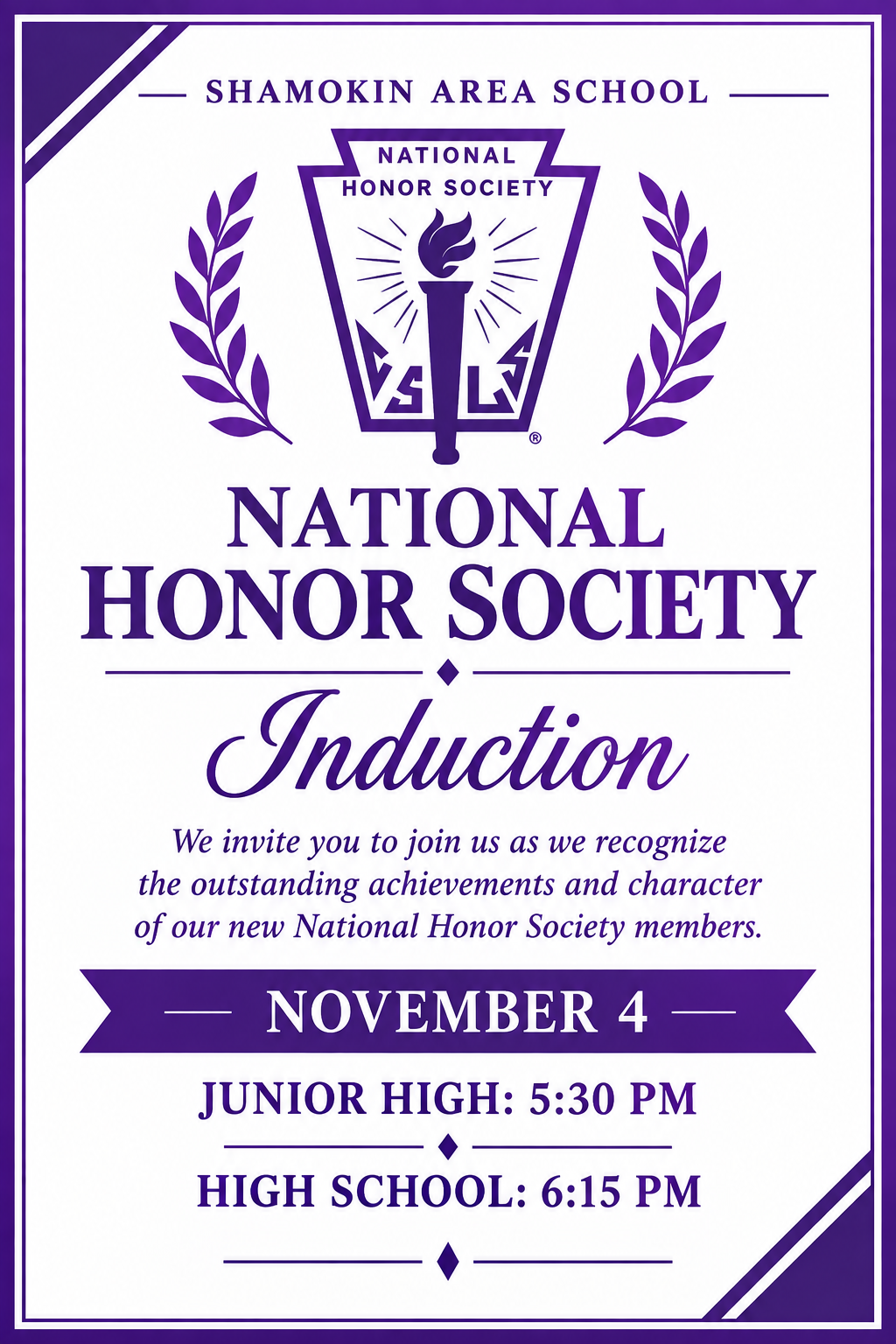 National Honor Society Induction in HS Auditorium