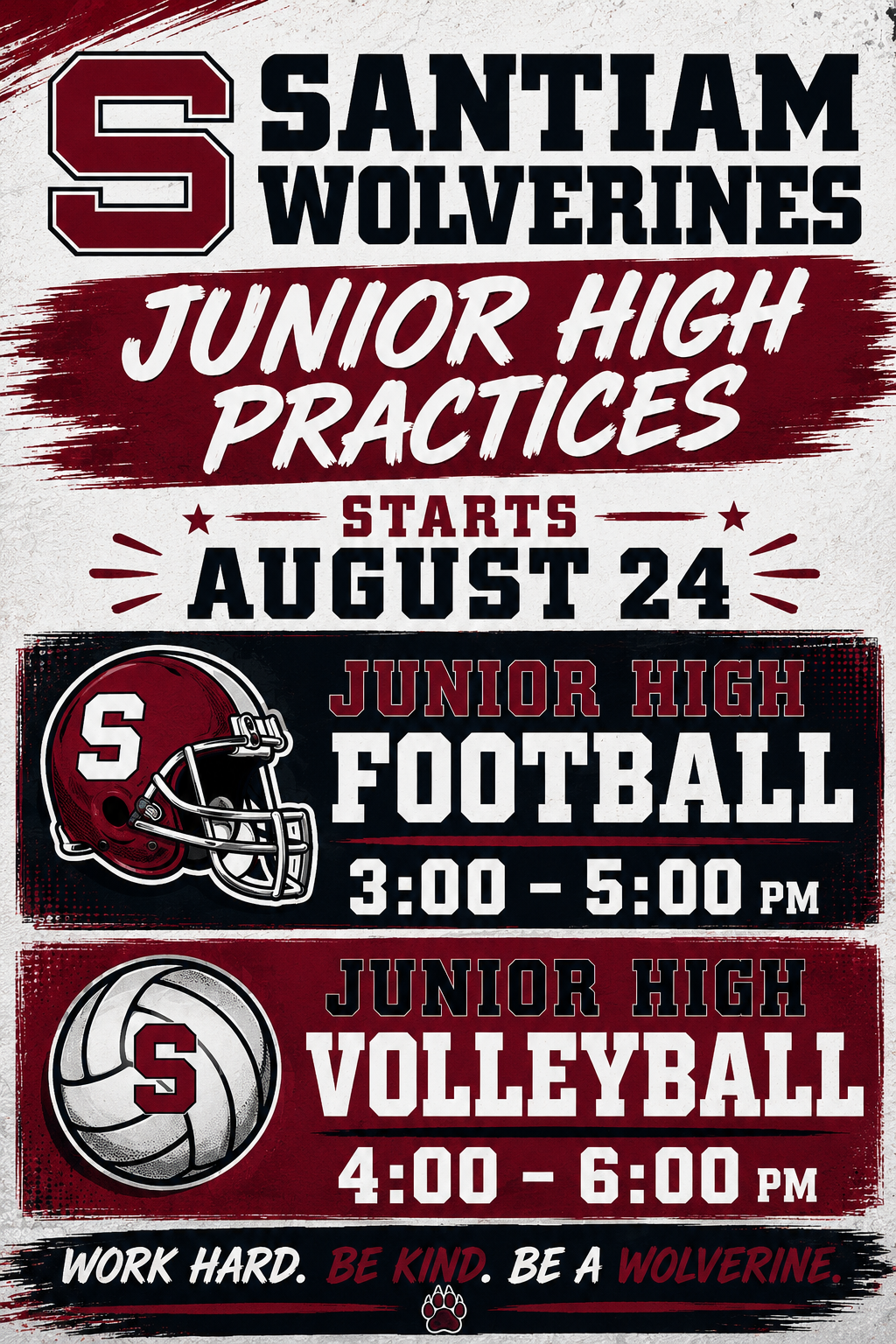 **JH Practice Information** Starts Monday, August 24
