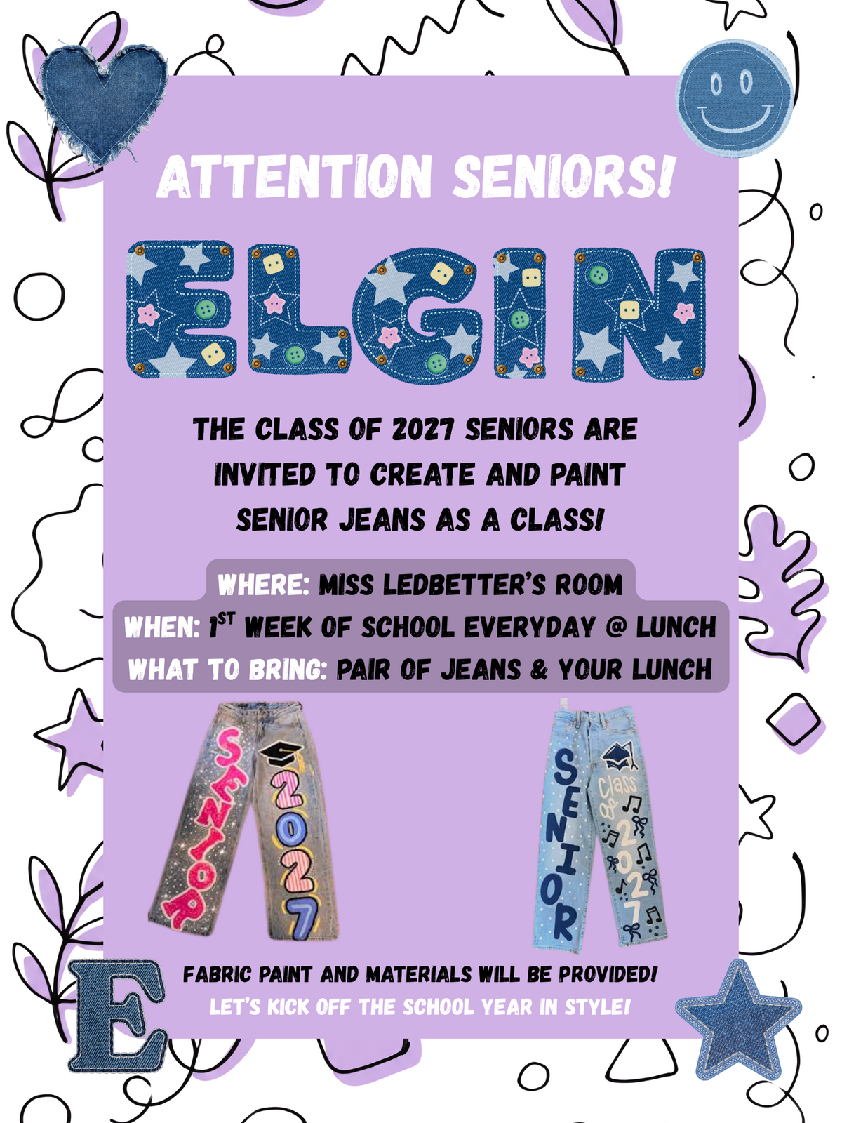 Senior Create and Paint Jean Activity