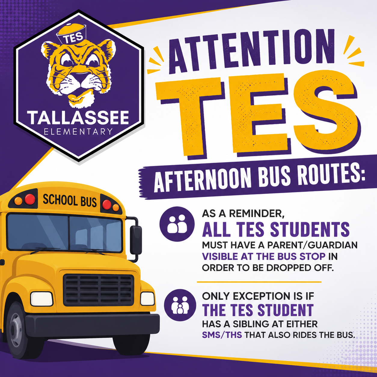 Afternoon Bus Drop-off Reminder