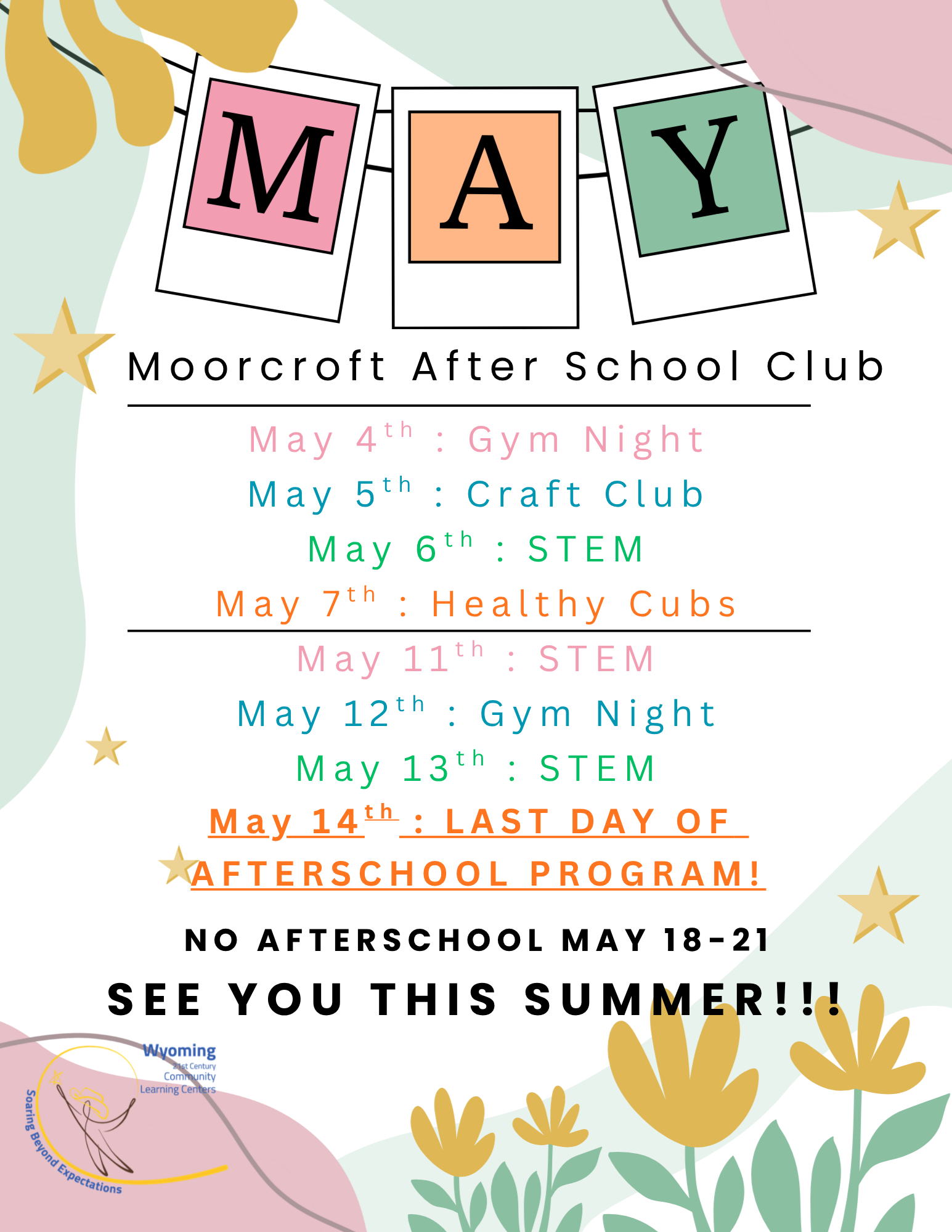 May after school calendar