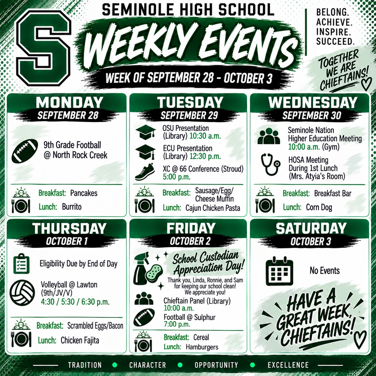 SHS EVENTS (WEEK OF SEPT. 28)