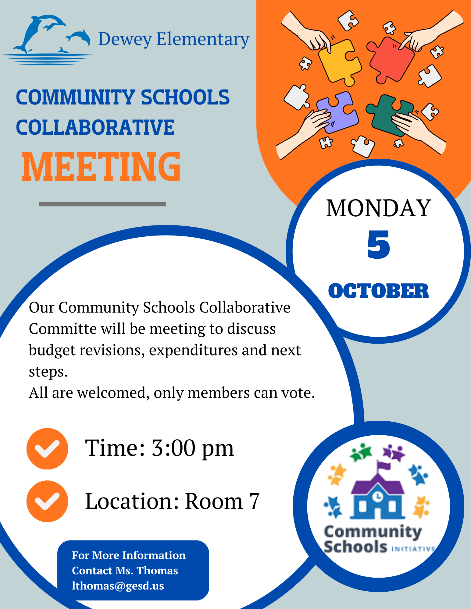 💙 Community Schools Collaborative Team Meeting-  Monday, 10/5 