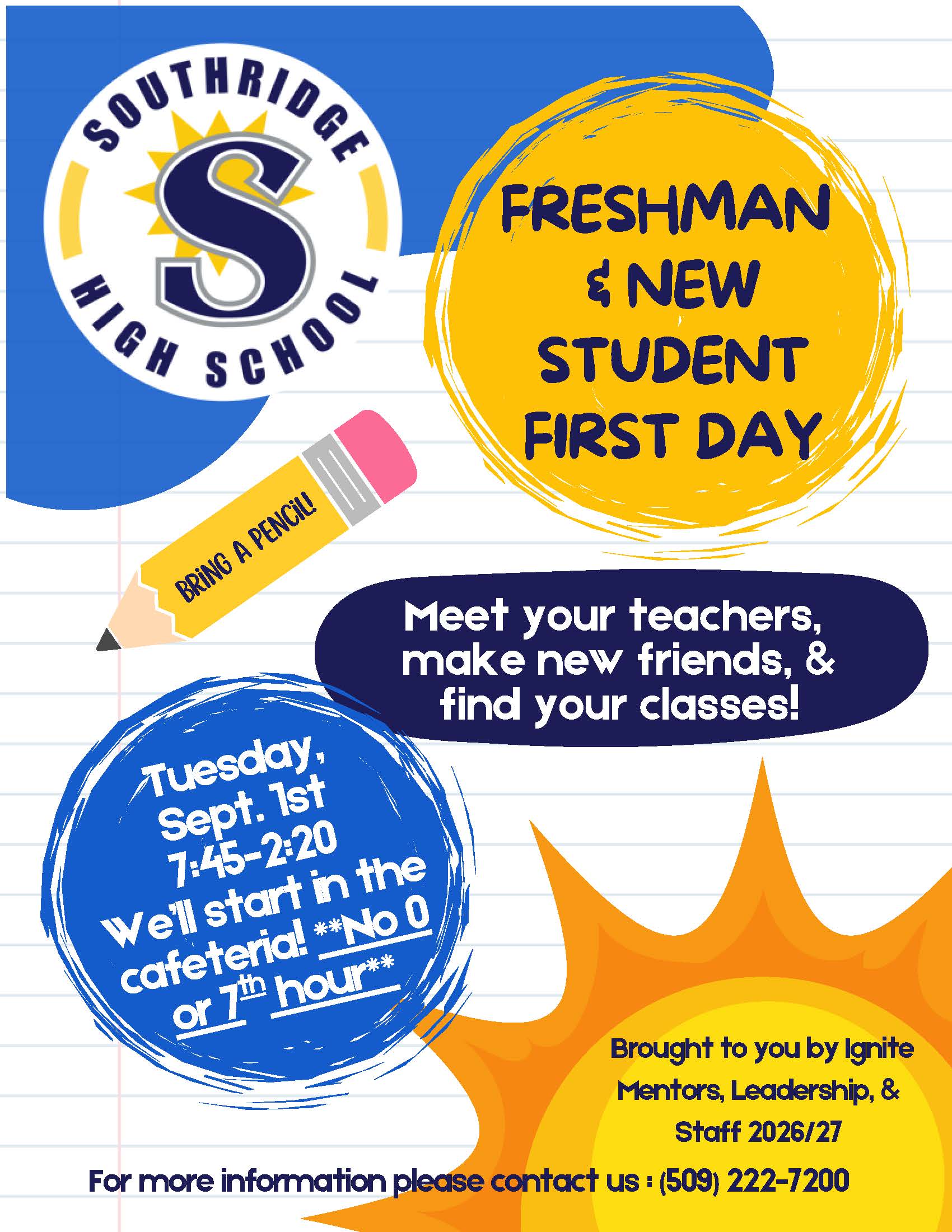 ☀️ Freshman & New Student First Day – Tuesday, September 1! 🎒
