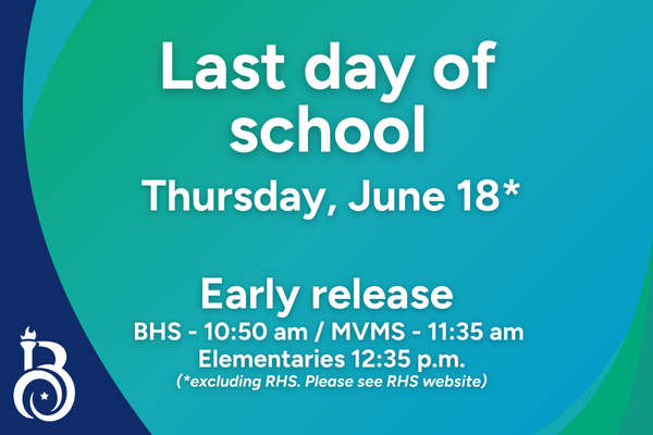 The last day of school is Thursday, June 18