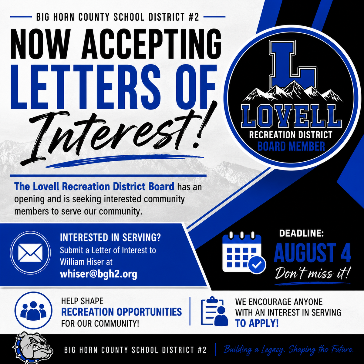 Now Accepting Letters of Interest