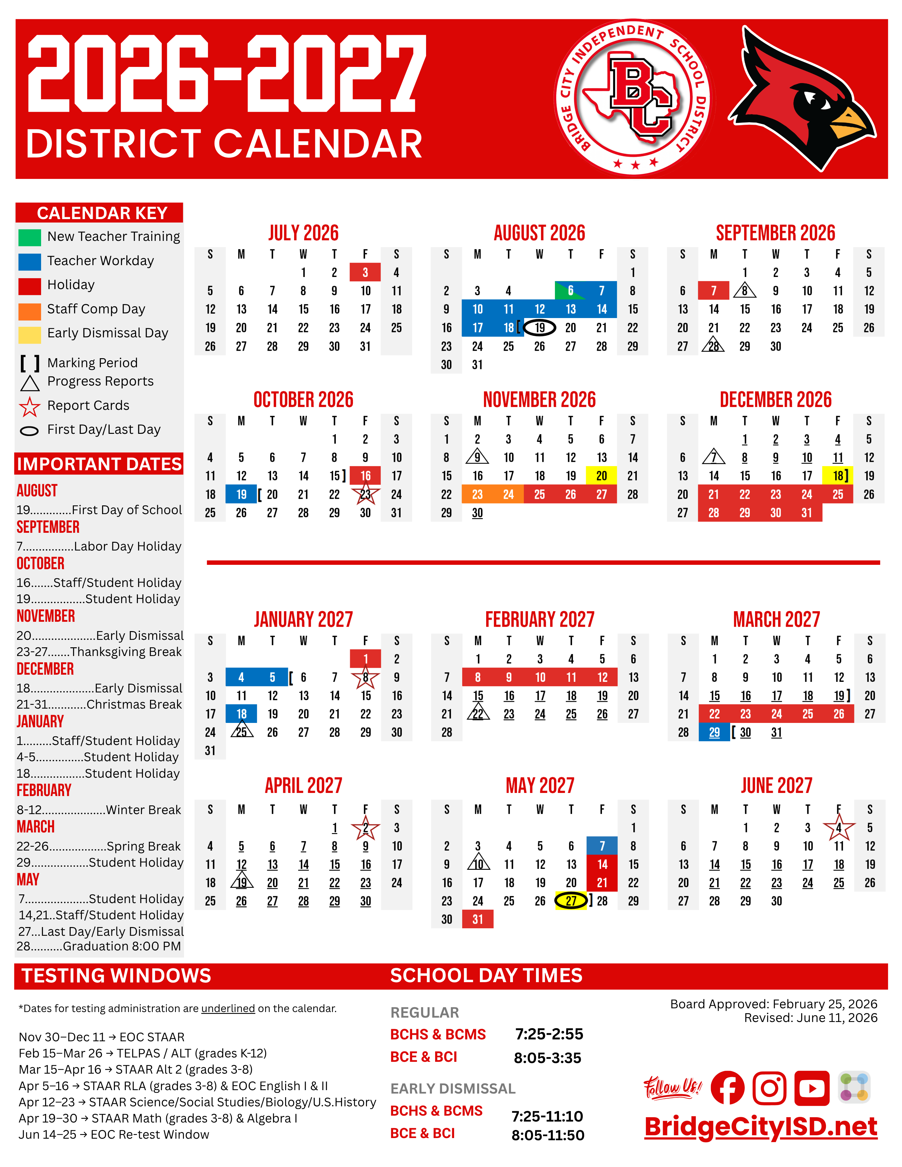 You spoke, we listened! 📣 Revised 26-27 Calendar