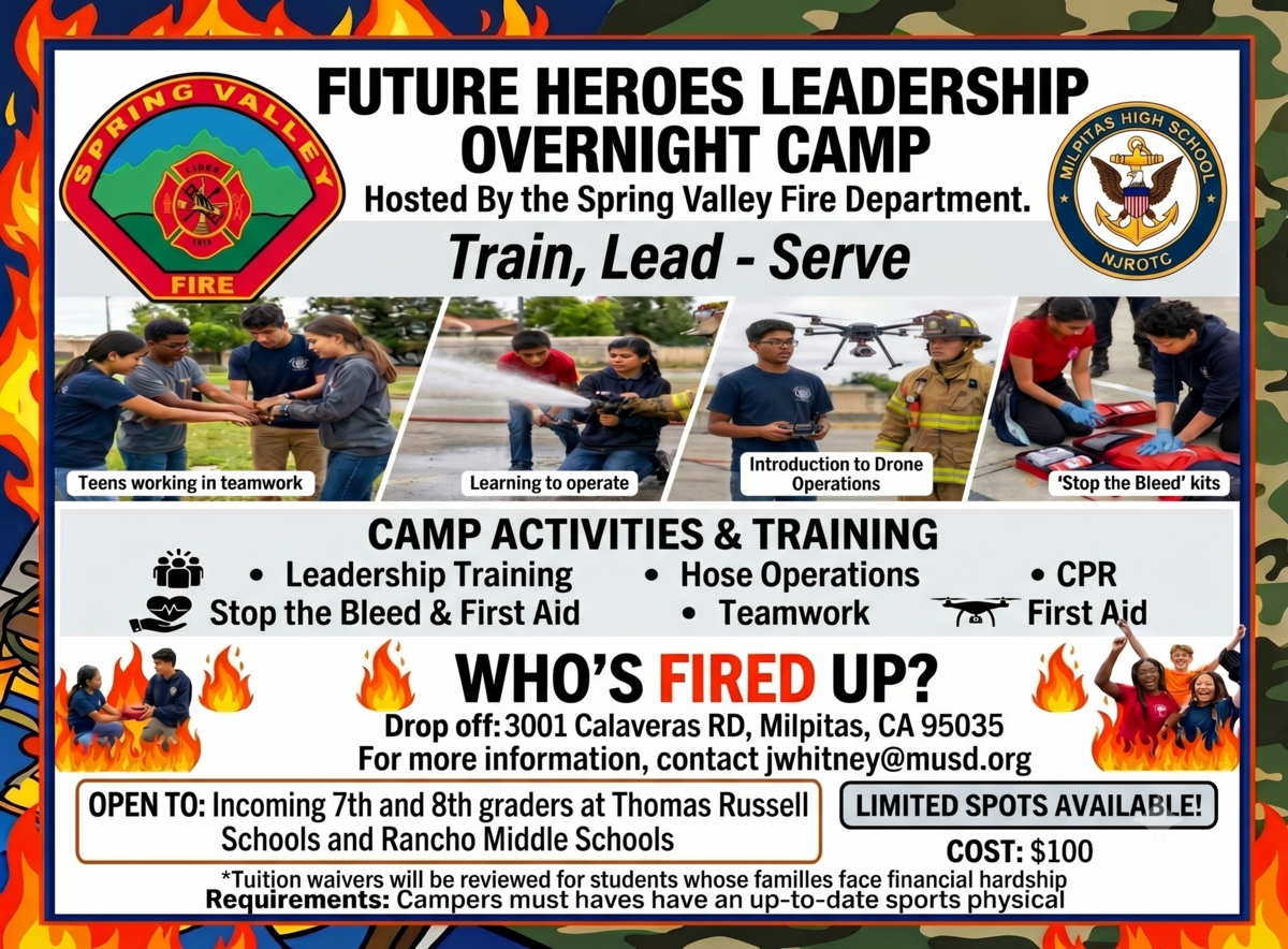 Inaugural Future Heroes Leadership Overnight Camp on June 26-27 at Spring Valley Volunteer Fire Department