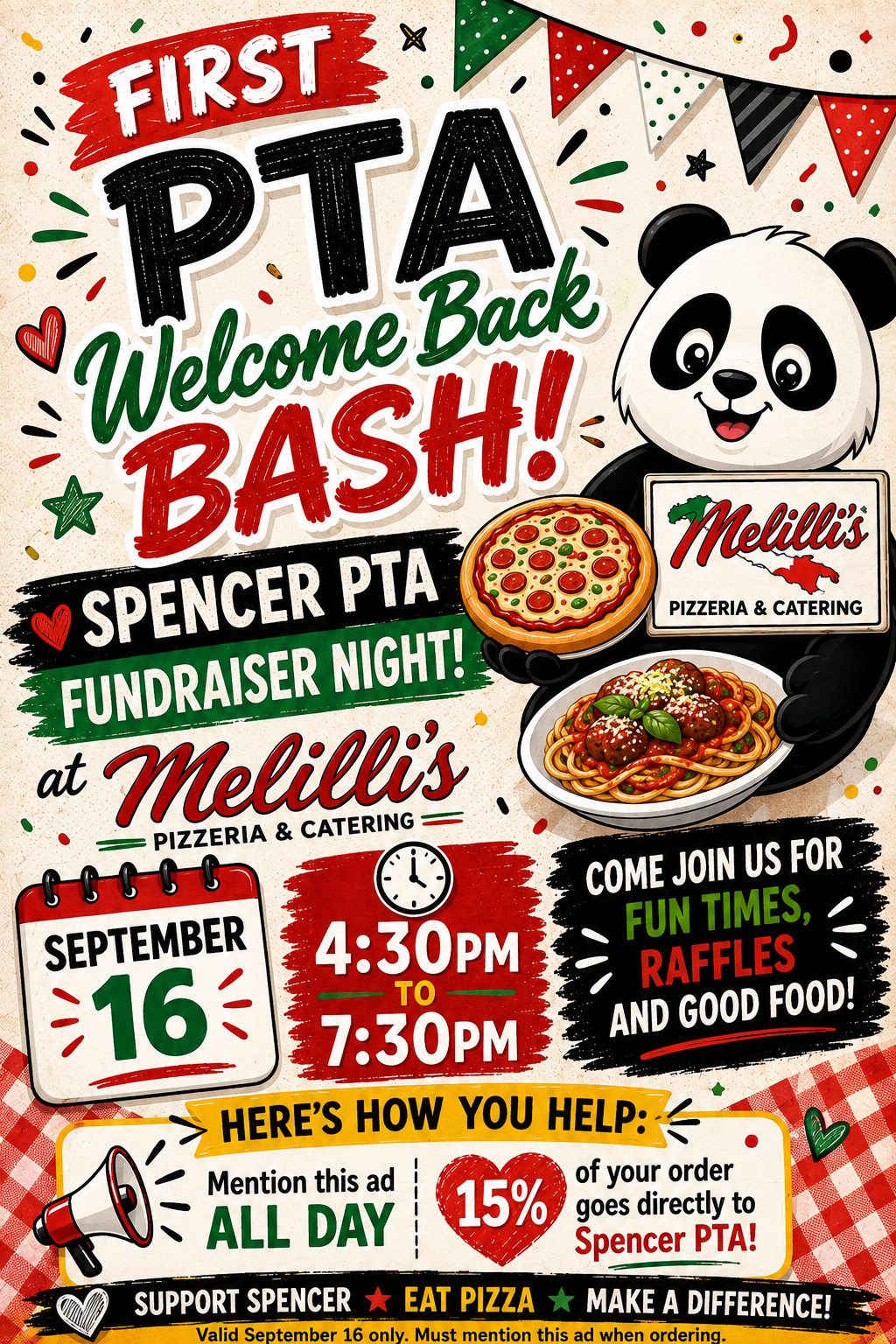 Message from Spencer PTA - Melilli's Give Back Night is Tonight!