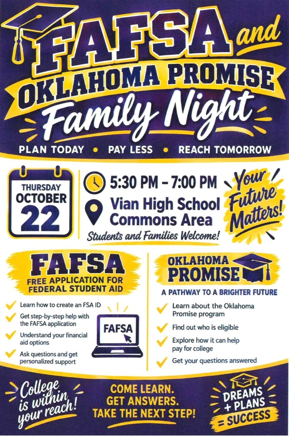 FAFSA & Oklahoma Promise Family Night - Oct. 22