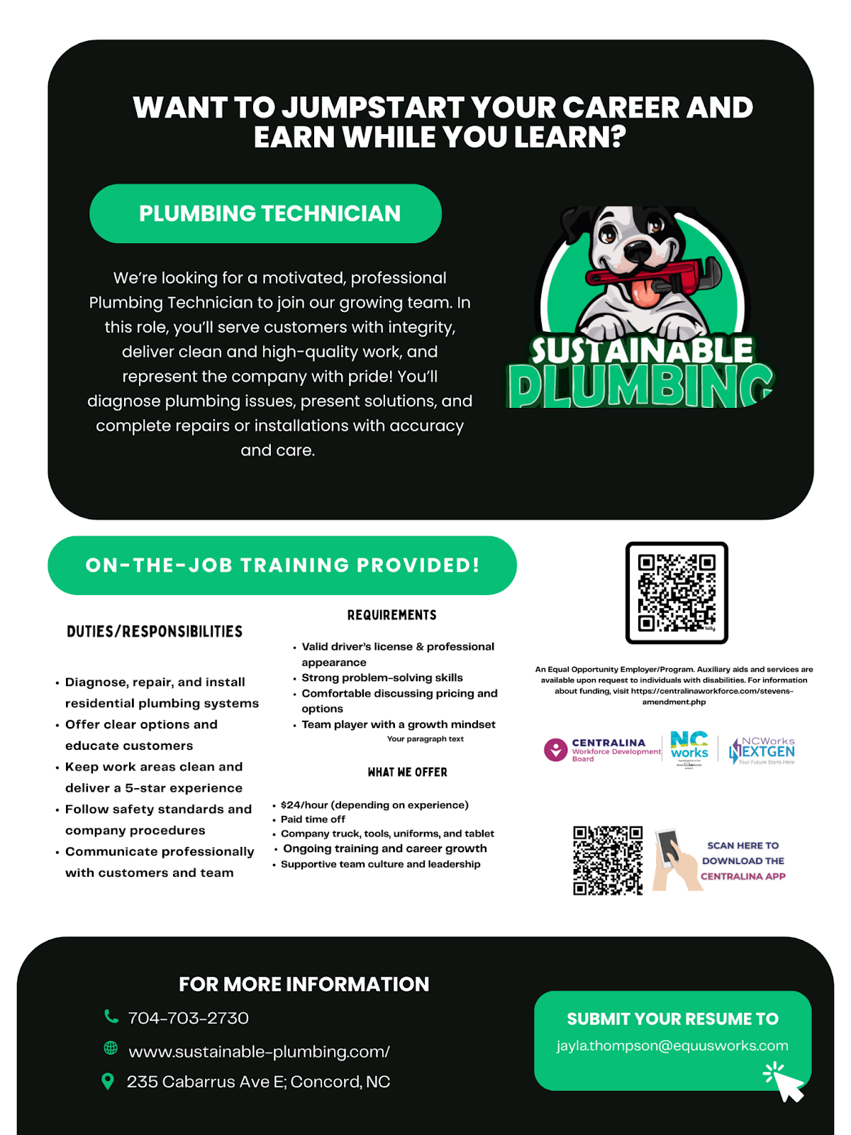 Sustainable Plumbing Flyer with a QR code