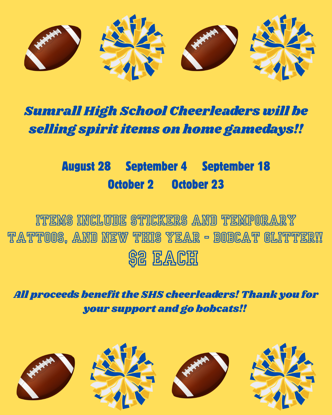 SHS Cheerleader Spirit Items! 