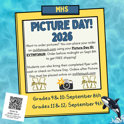 MHS Picture Days are 9.8 and 9.9