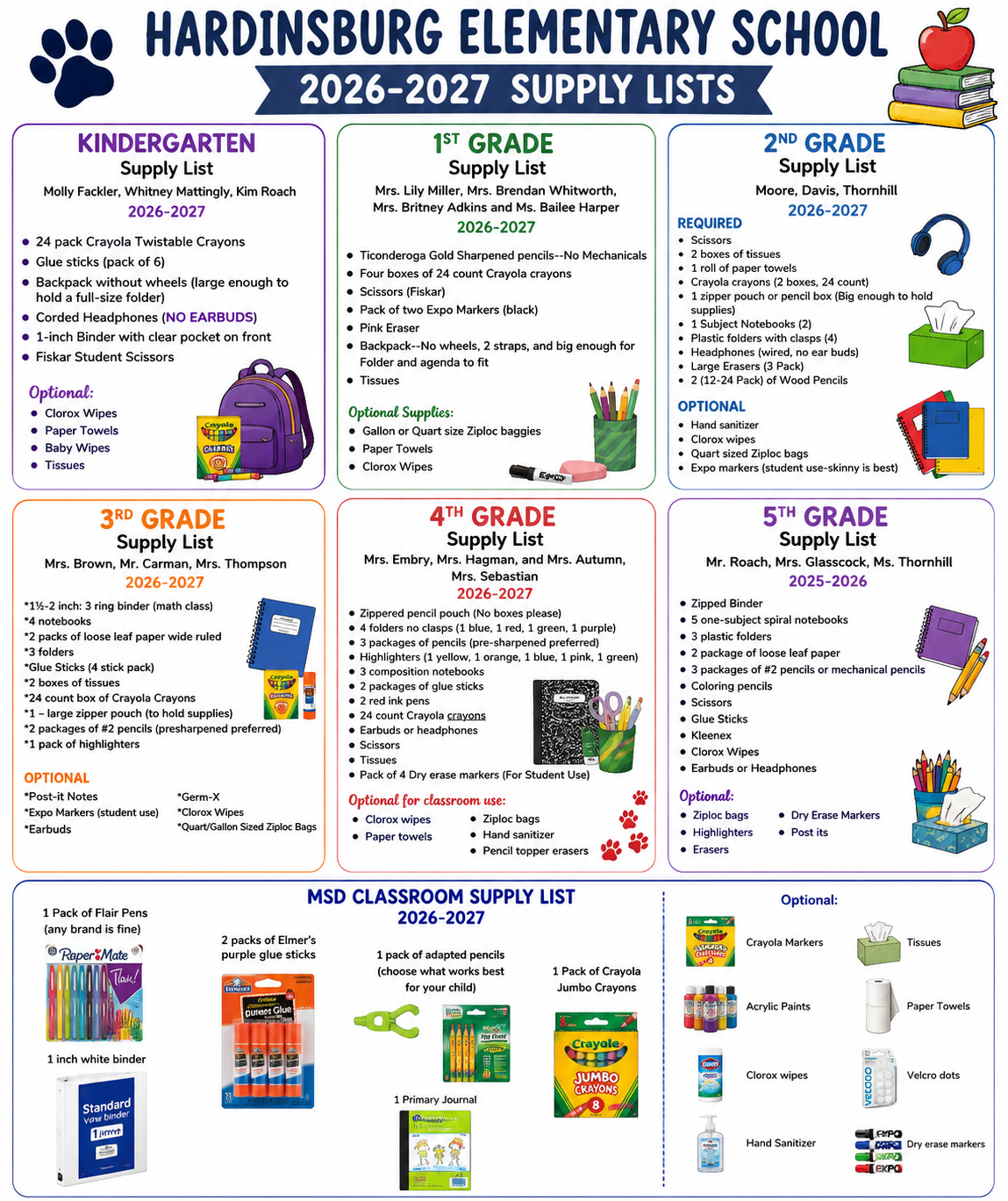 HES School Supply List 26-27