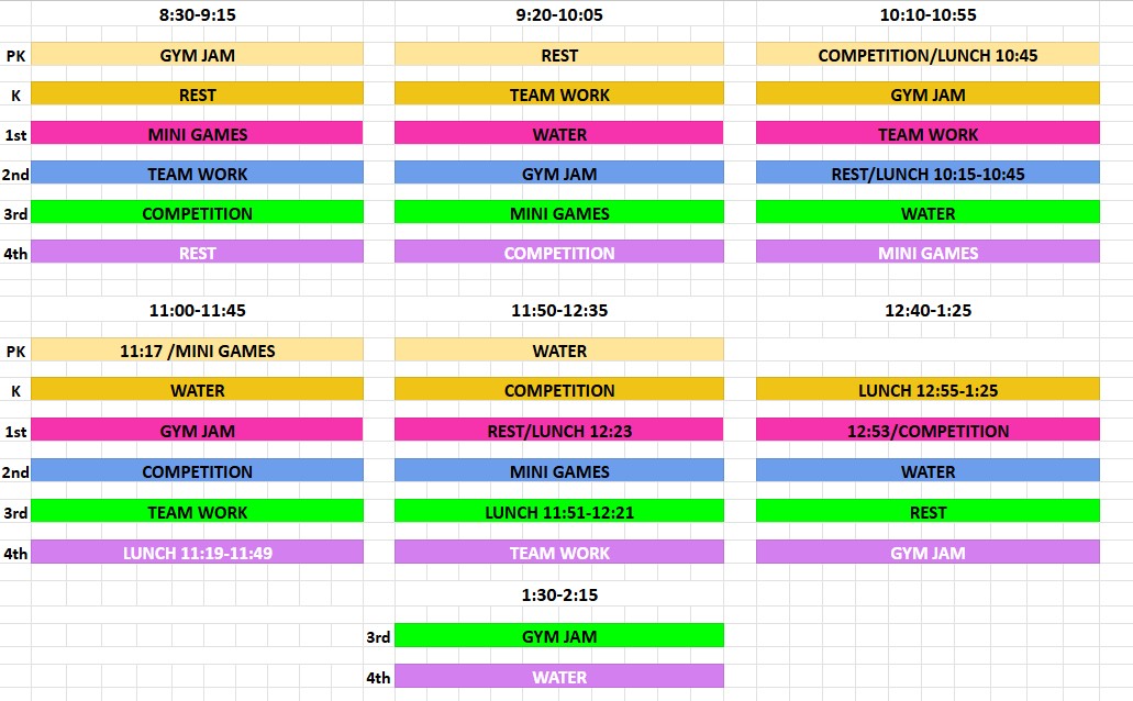 Field Day Schedule