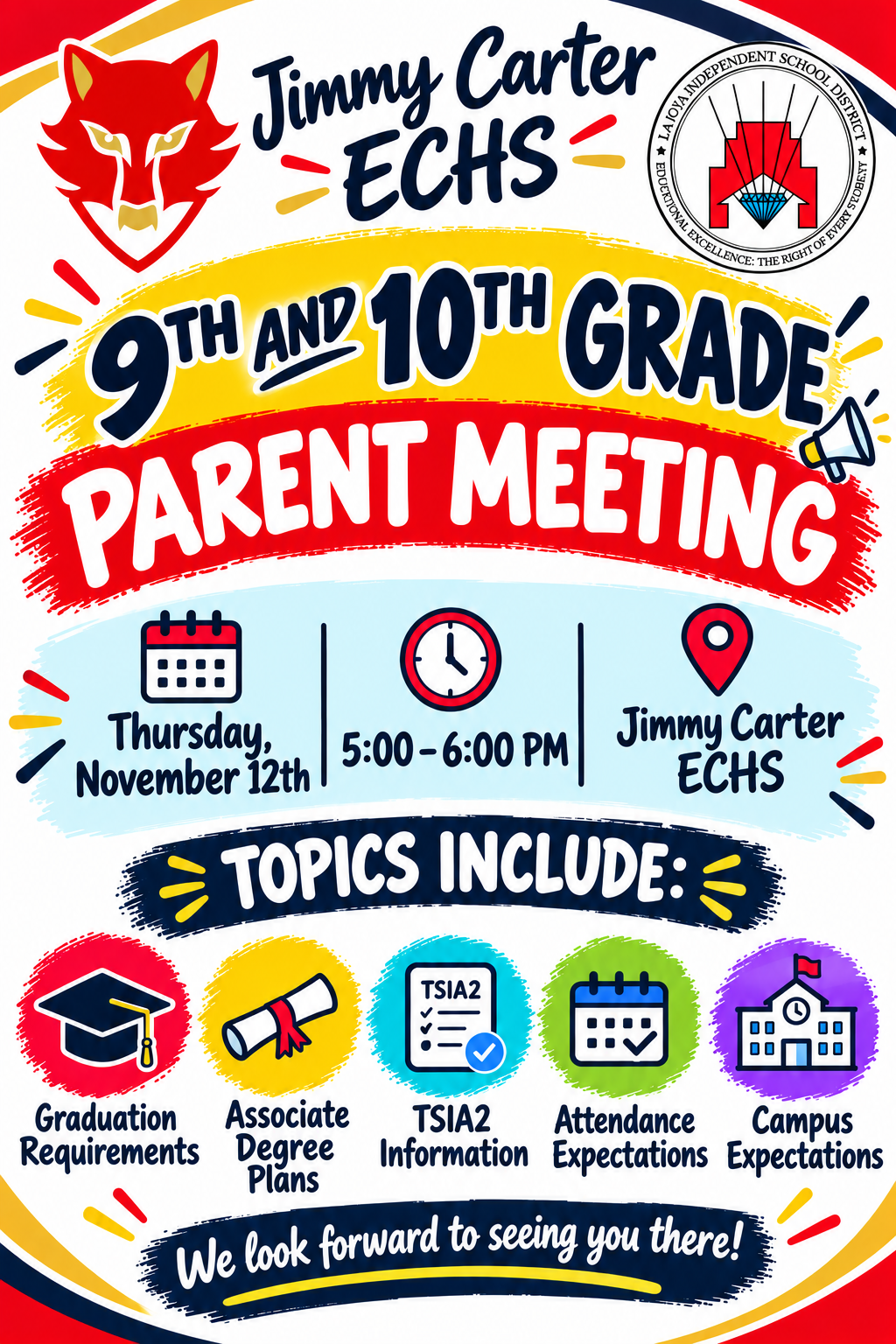 🐺 RedWolves Family Night: 9th & 10th Grade Parent Meeting