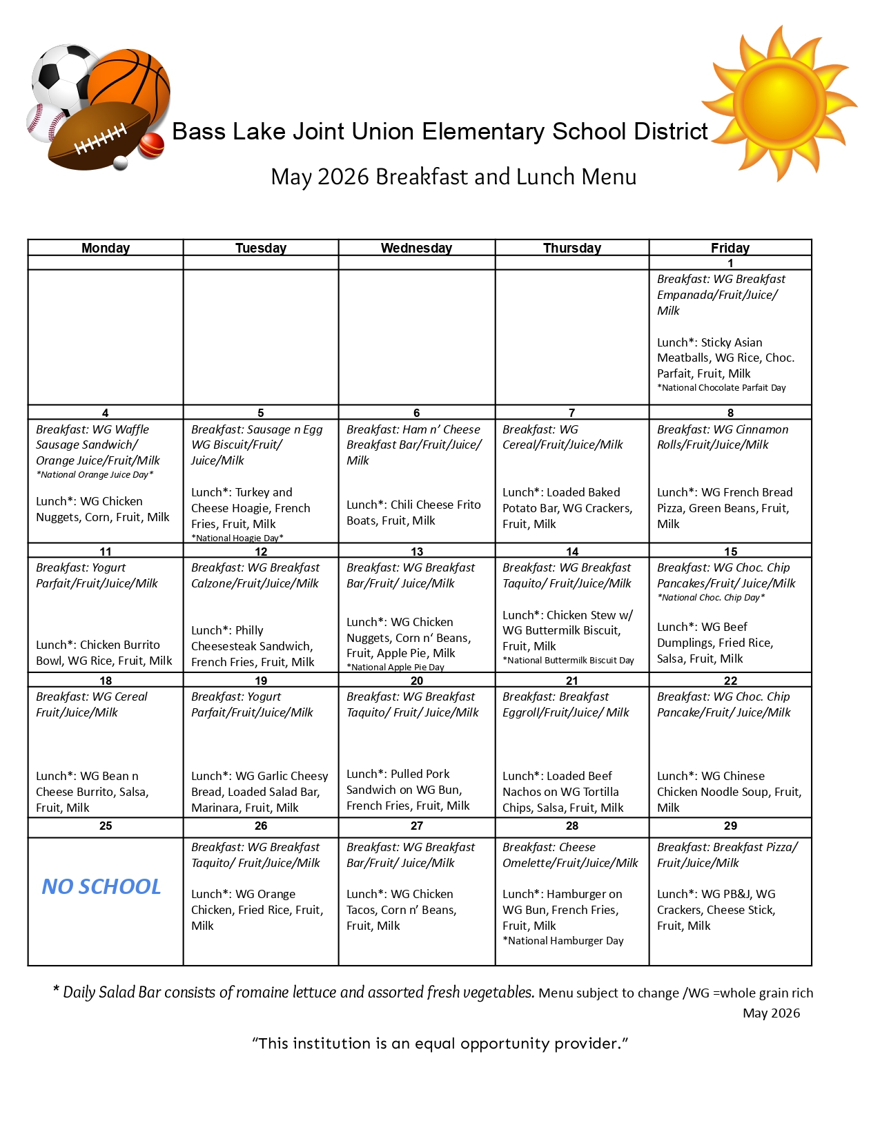 May Menu!