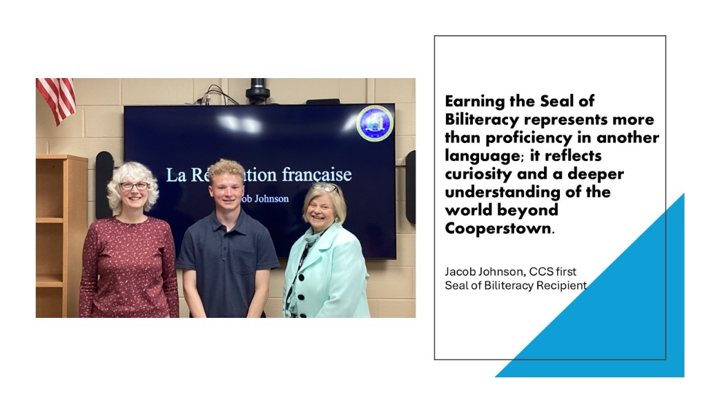 Jacob Johnson Becomes First Cooperstown Student to Receive Seal of Biliteracy