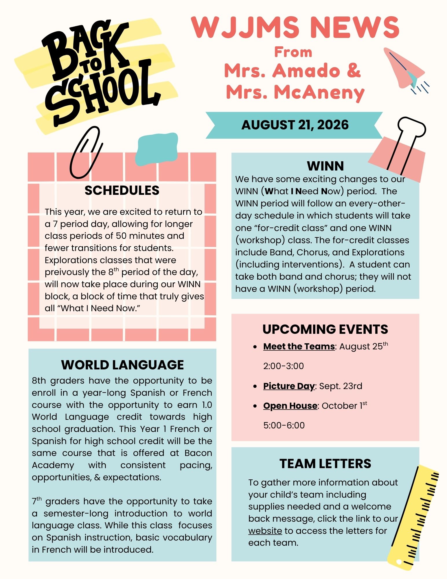 WJJMS News from Administration 8/21/26