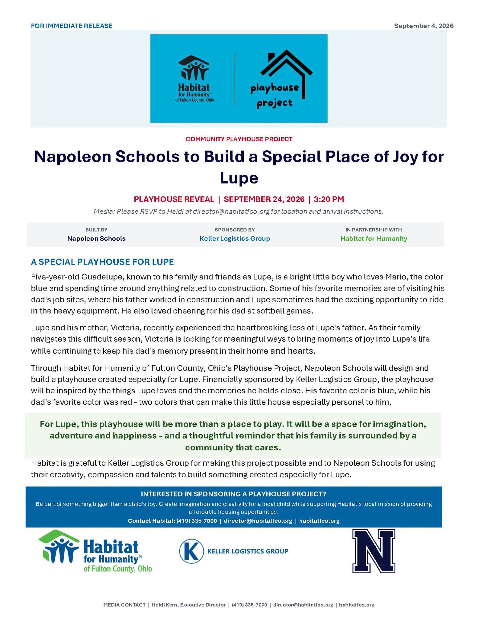 Napoleon Schools Constructs a Custom Playhouse