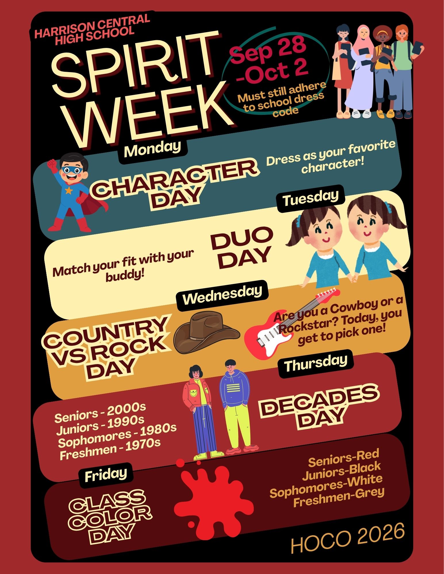 Spirit Week: September 28th - October 2nd!
