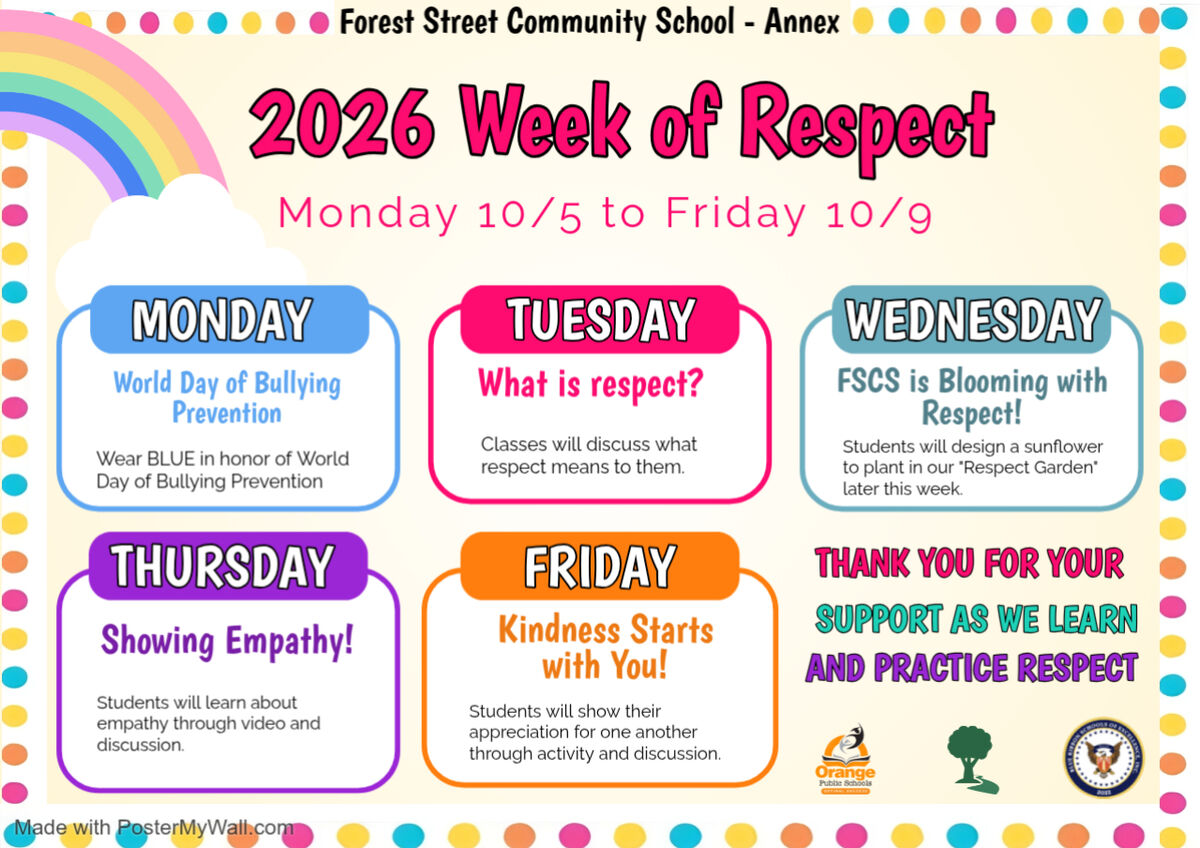 Forest Annex Gears Up to Celebrate Week of RESPECT- Oct. 5th-Oct. 9th