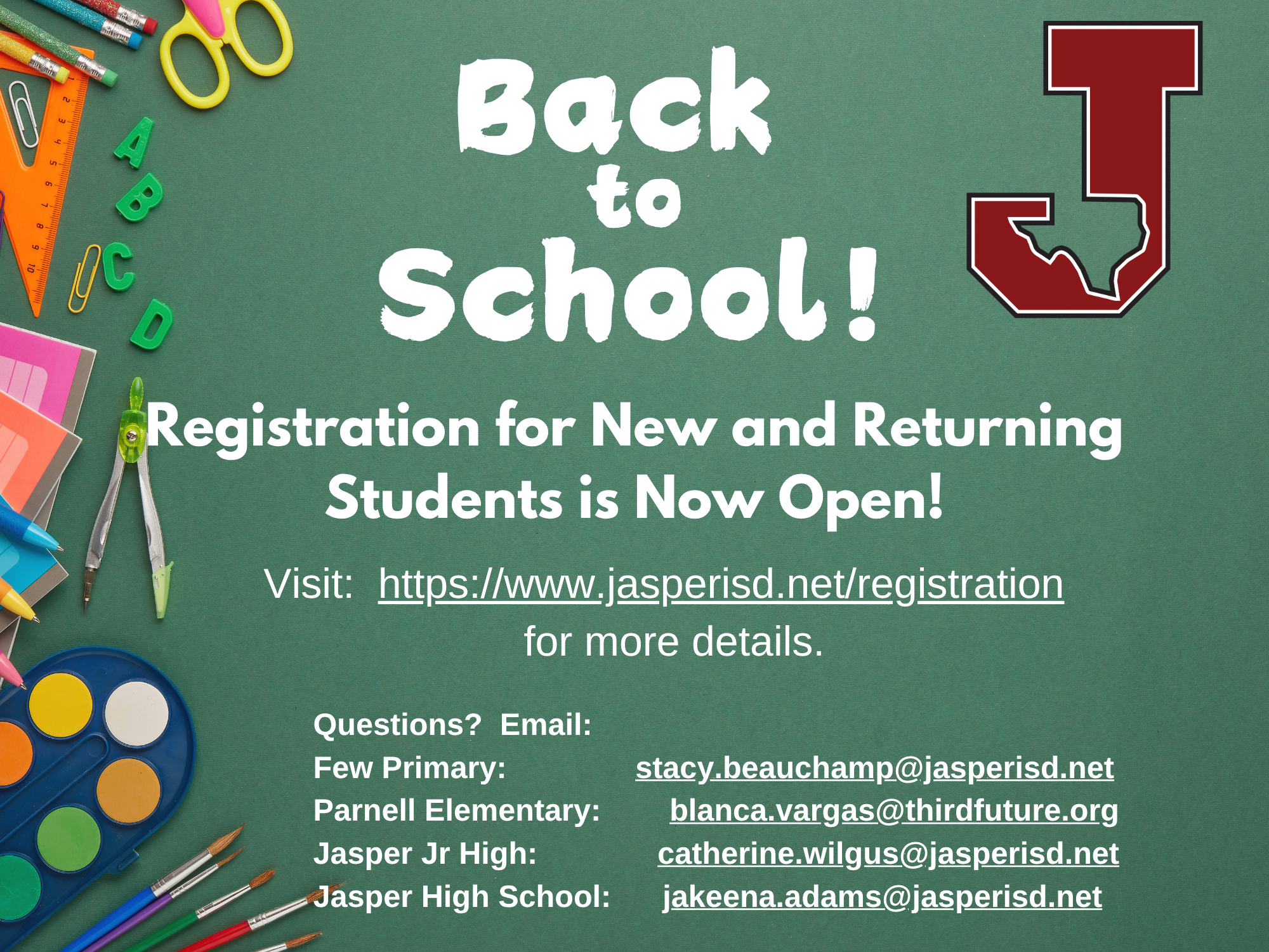 Online Registration for the 26-27 School Year Open
