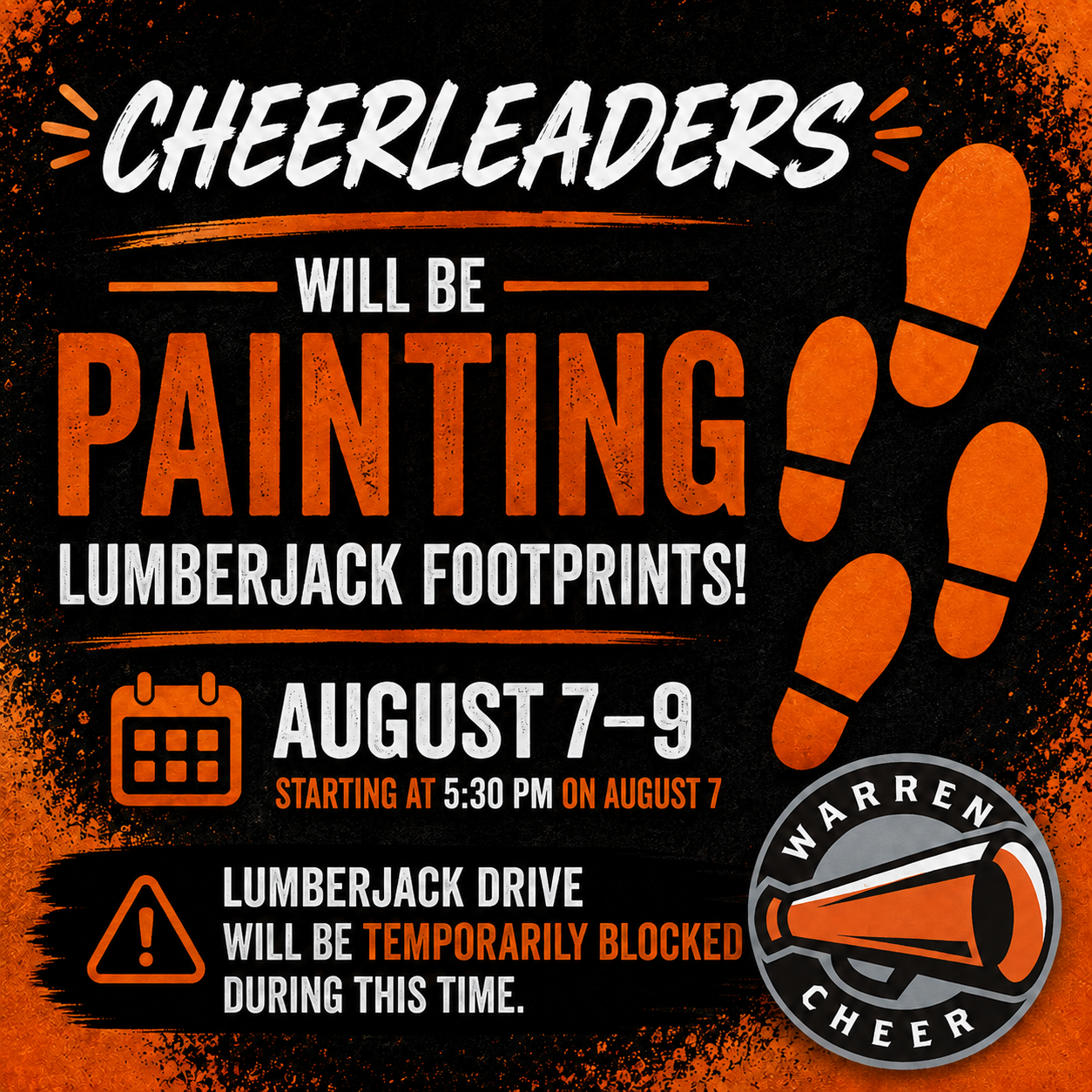 Lumberjack Footprint Painting Road Closure
