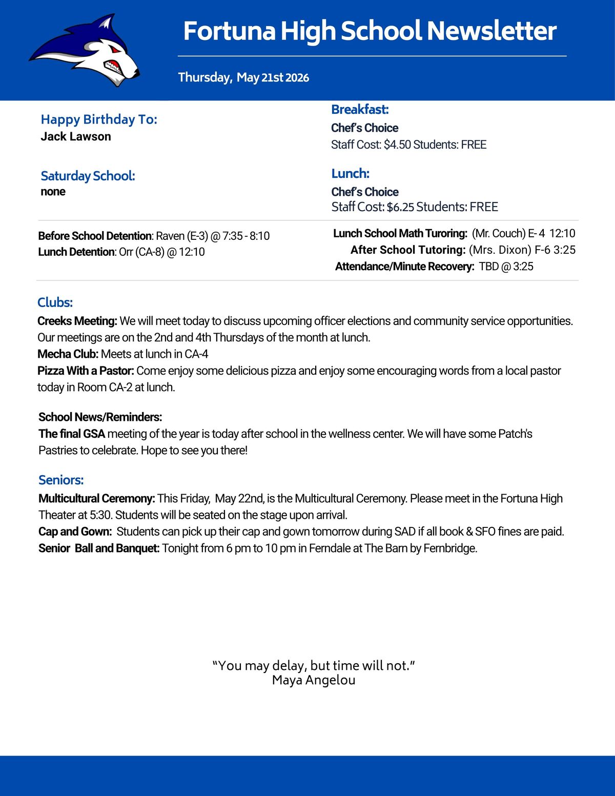 Bulletin 05/21/2026